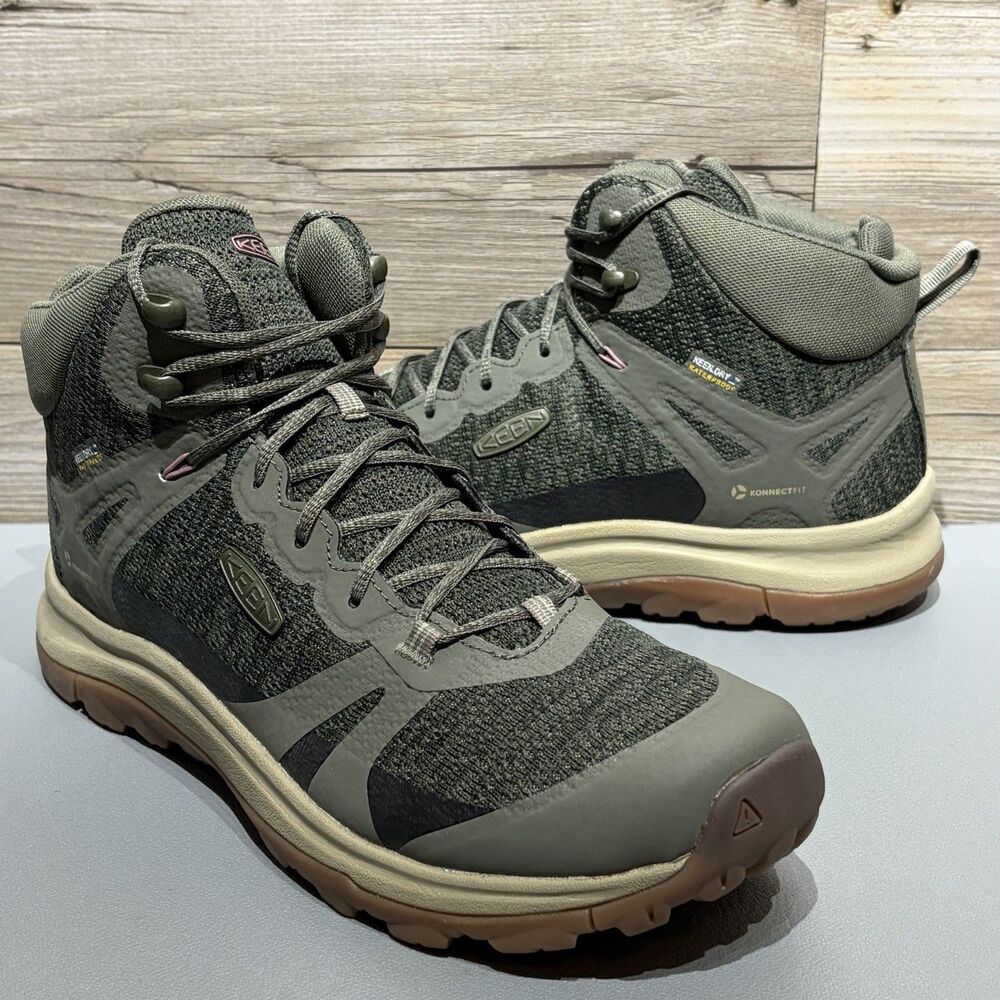 Keen Terradora II Mid Hiking Boots Womens 11 Waterproof Olive/Rose Outdoor Trail